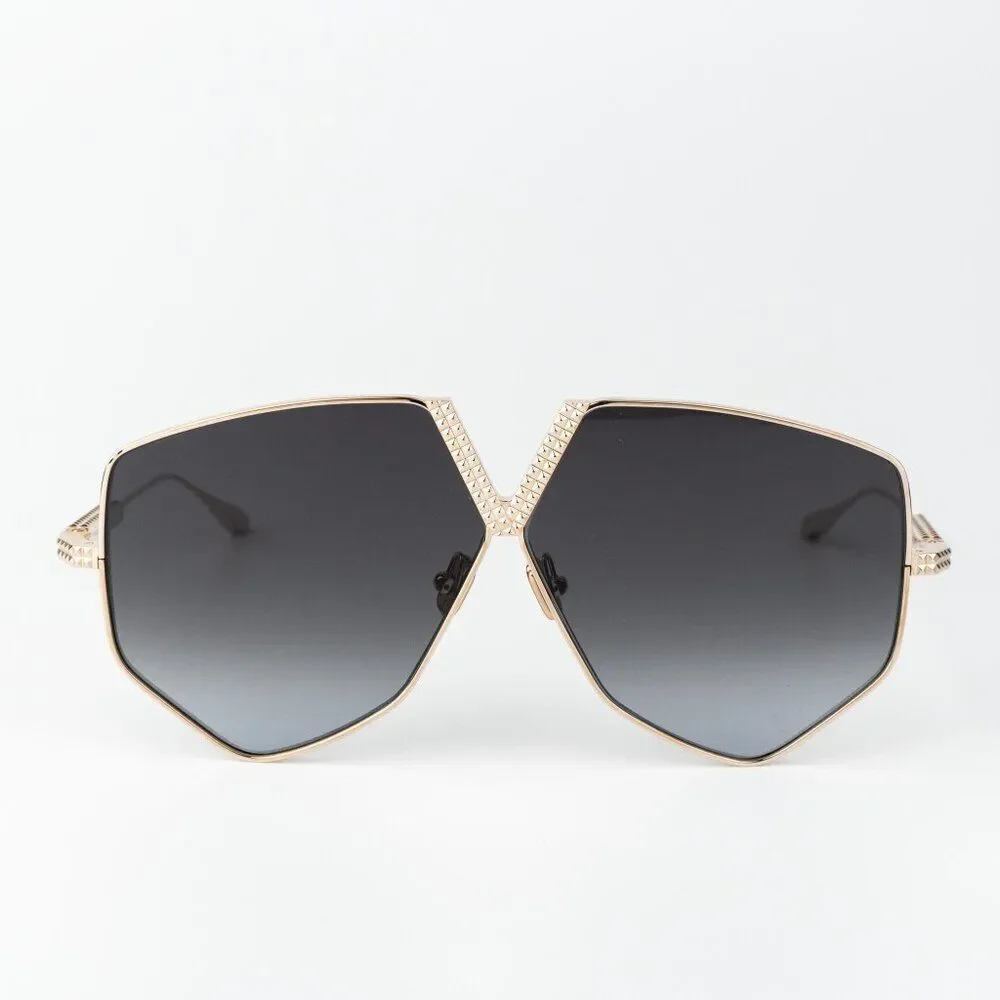 Valentino Men Sunglasses Titanium Gold Grey Oversized Aviator V - HEXAGON